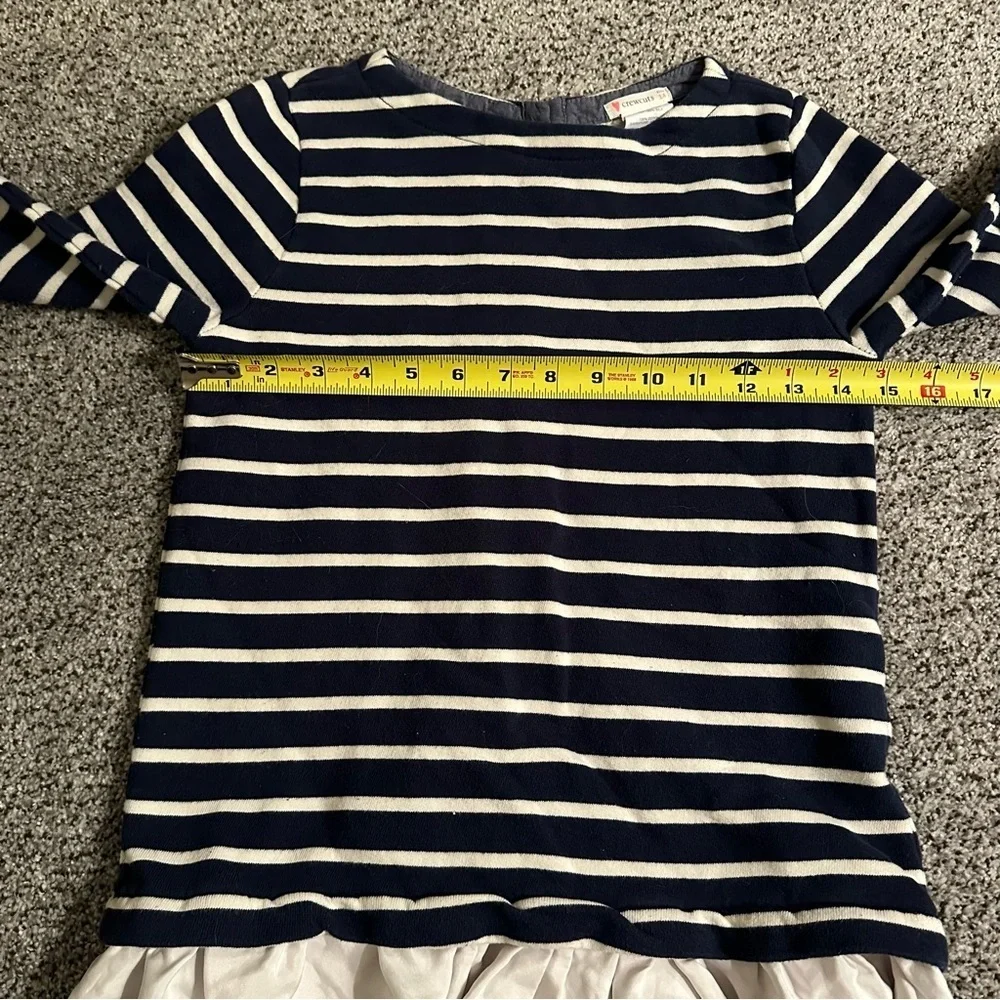 CREWCUTS J Crew 14 L Girls Navy Blue White Striped Top White Ruffle Bottom R $69